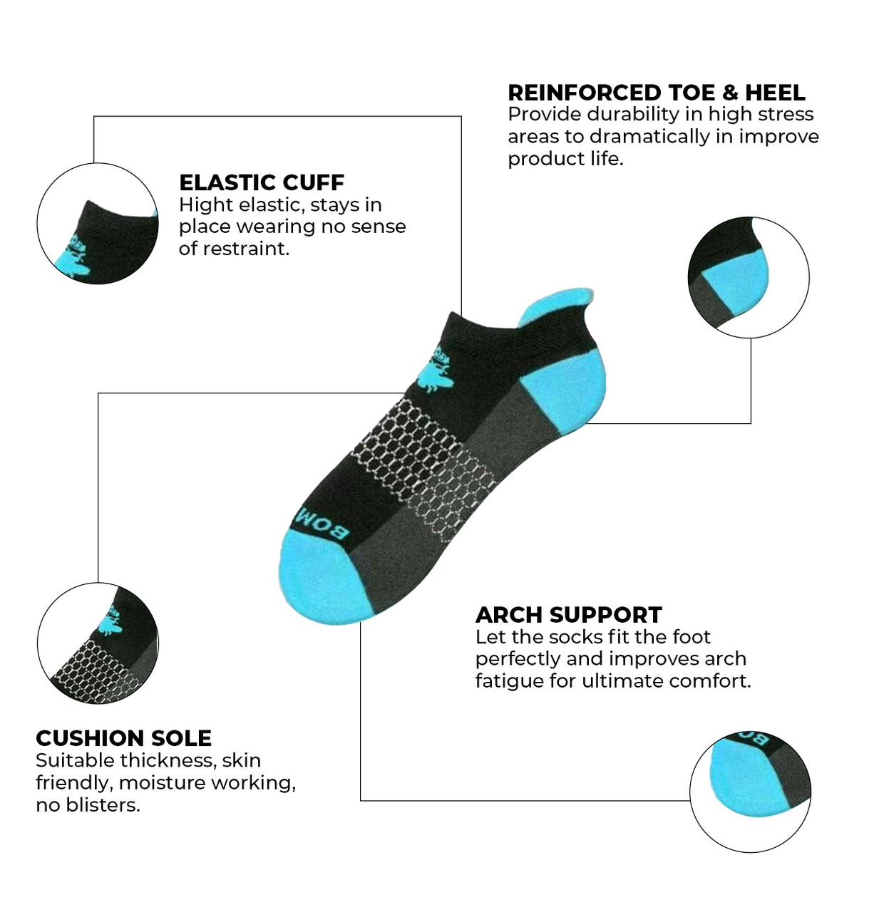 3-Pack Ankle Socks – Navy & Jet Black | Unisex No-Show Comfort with Arch Support