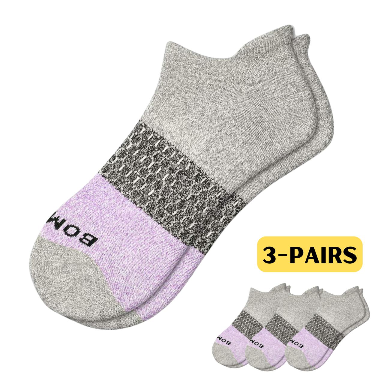 Women’s Ankle Socks – Grey and Light Purple | Soft, Cushioned, Breathable Everyday Comfort