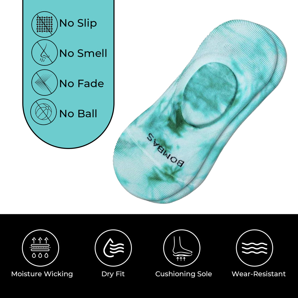 4-Pack Bombas Women's Lightweight Tie Dye No Show Socks Size Large