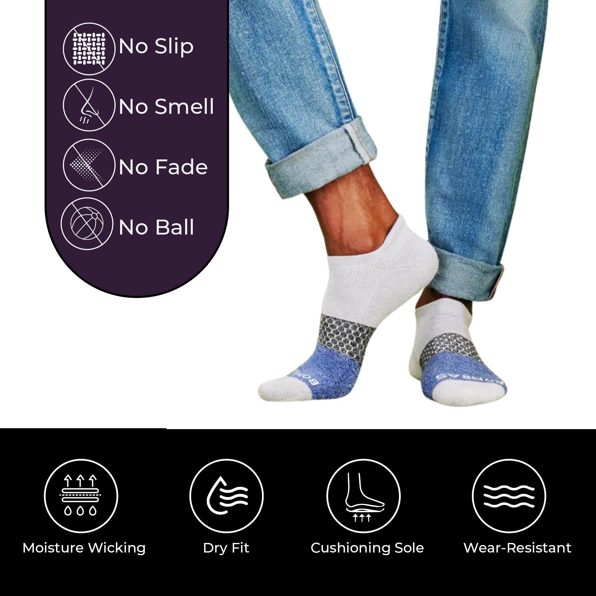 Ankle Socks 3-Pack – Black, Grey, Navy | Unisex Cushioned Comfort with Arch Support