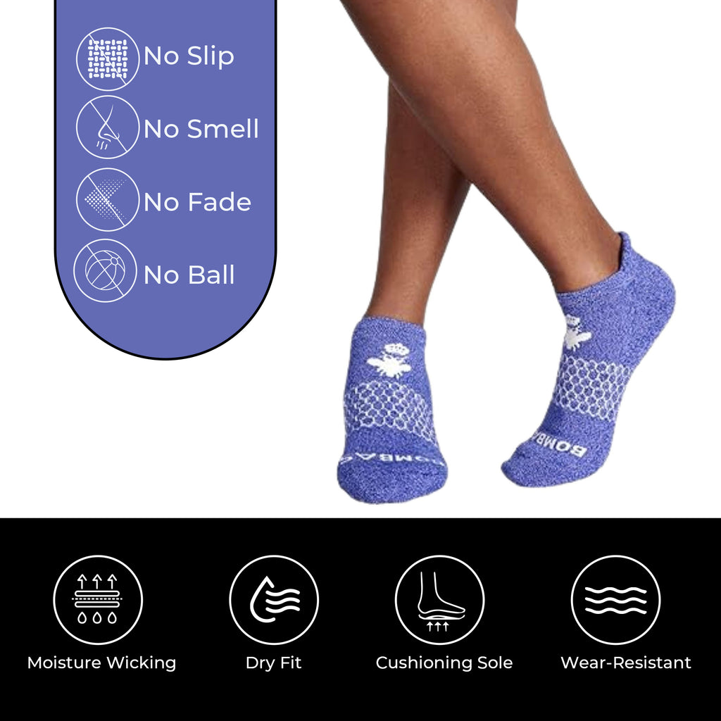 Unisex Violet Marl Ankle Socks – Arch Support | Seamless, Moisture-Wicking | 1 Pair