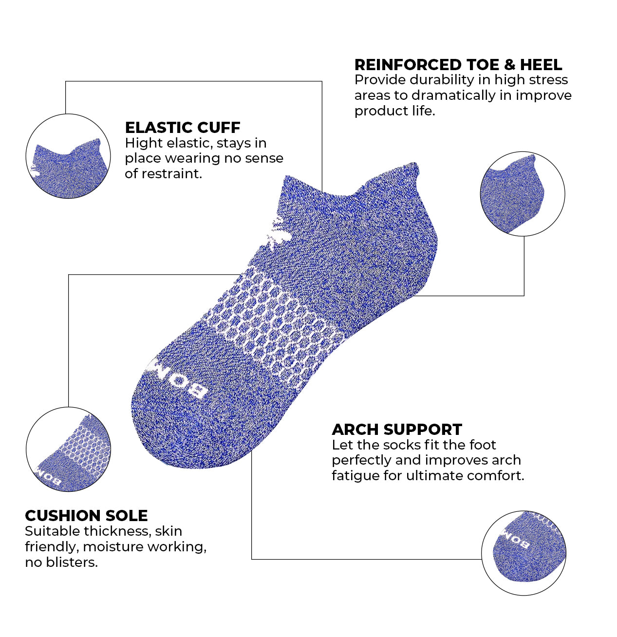 Unisex Violet Marl Ankle Socks – Arch Support | Seamless, Moisture-Wicking | 1 Pair