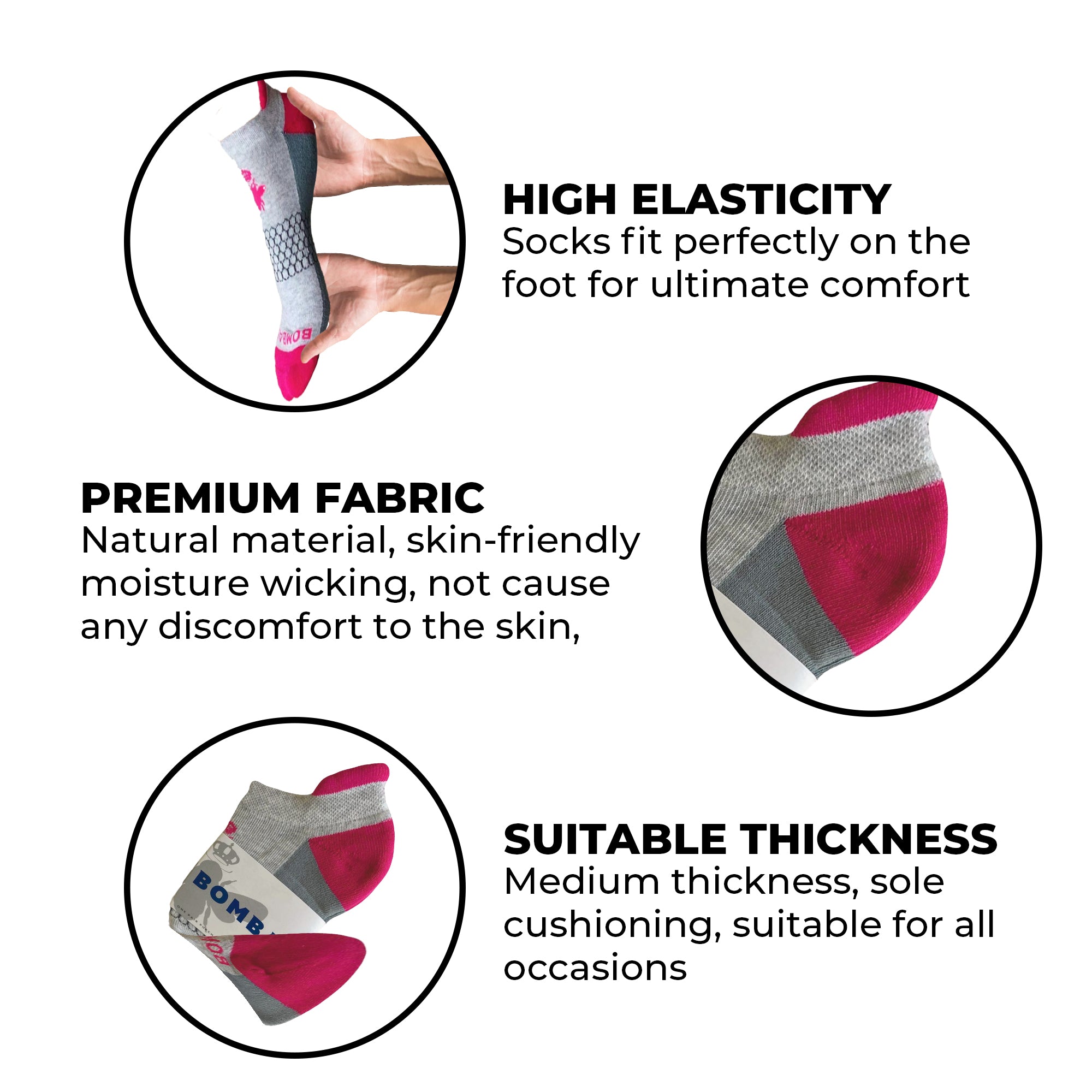 3 pairs Bomba Women's Original Ankle socks - Size
Medium 8-10.5