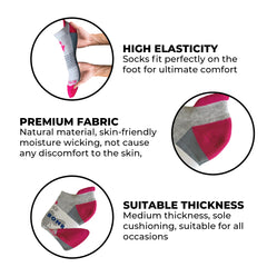 Hot Pink Ankle Socks | Soft, Cushioned, Breathable Low-Cut Socks for Daily Comfort (Unisex)