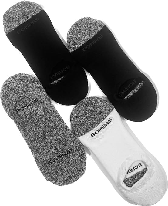 Bomba women`s Cushioned No Show Sock black,white, grey, blue 4-pack