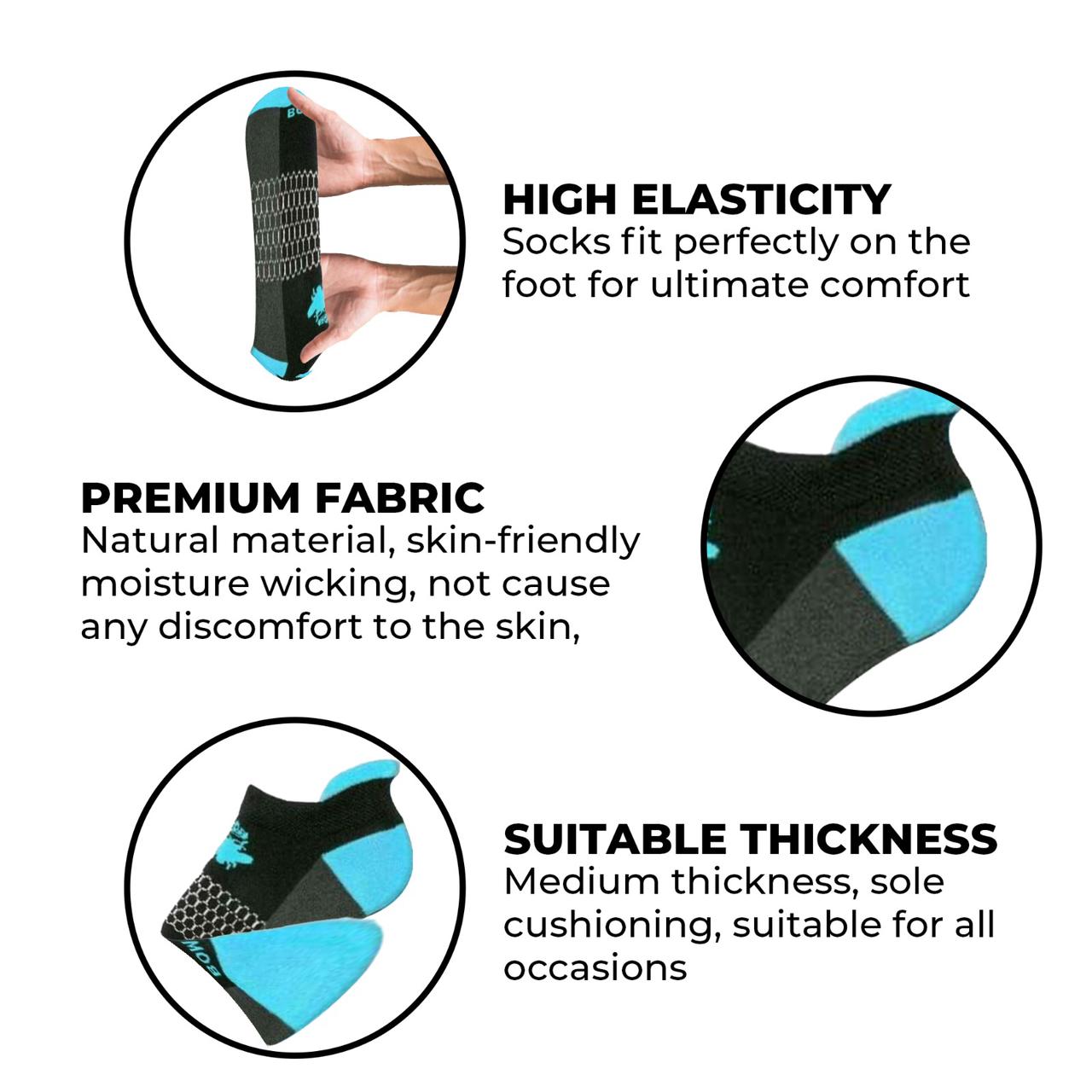 Bomba Original Ankle Socks Electric Blue / Black Women's Socks Medium 8-10 1/2  3-pack