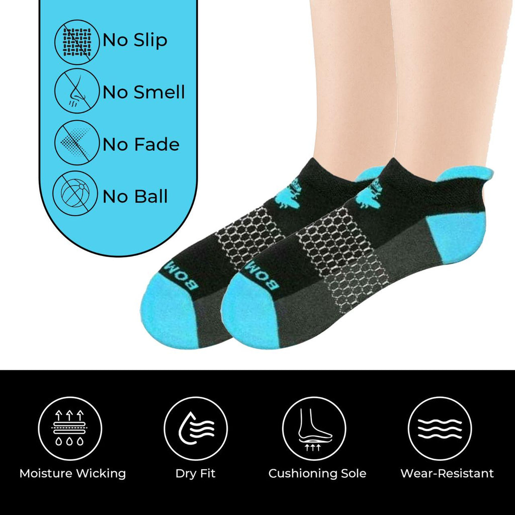 Bomba Original Ankle Socks Electric Blue / Black Women's Socks Medium 8-10 1/2  3-pack