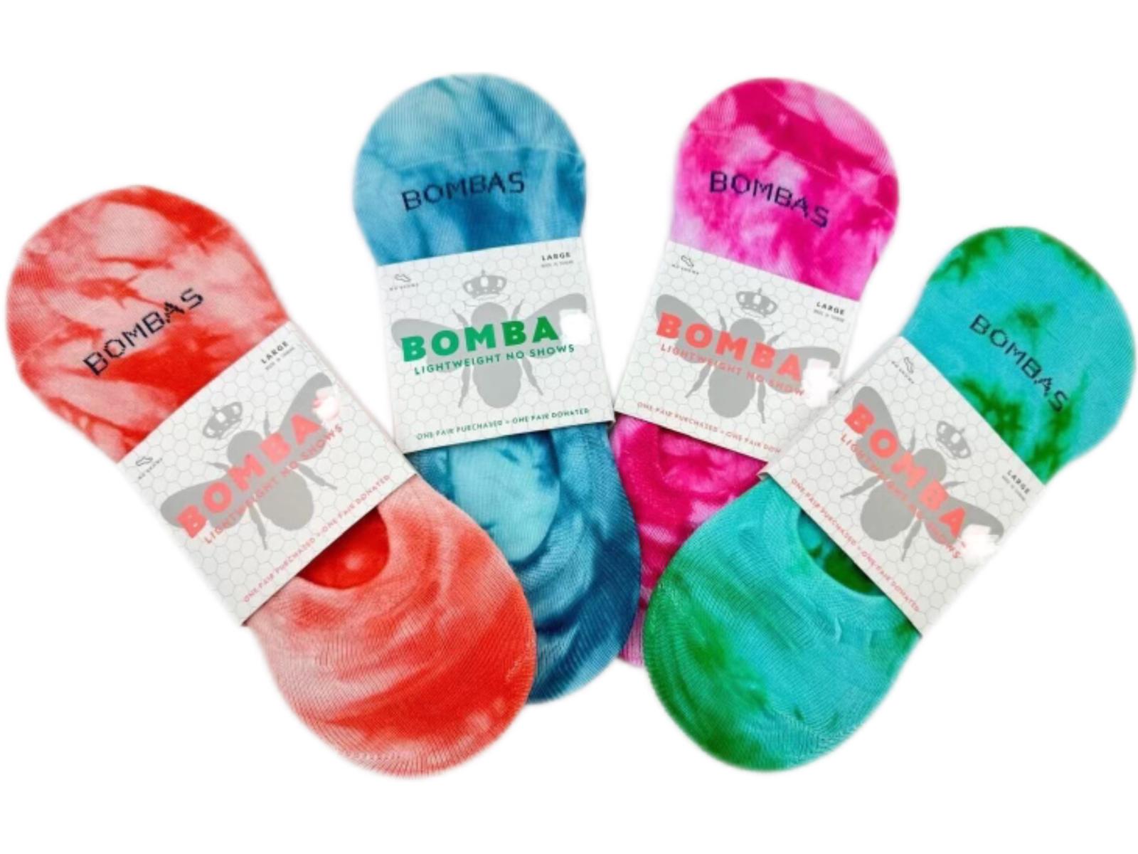 4-Pack Bombas Women's Lightweight Tie Dye No Show Socks Size Large