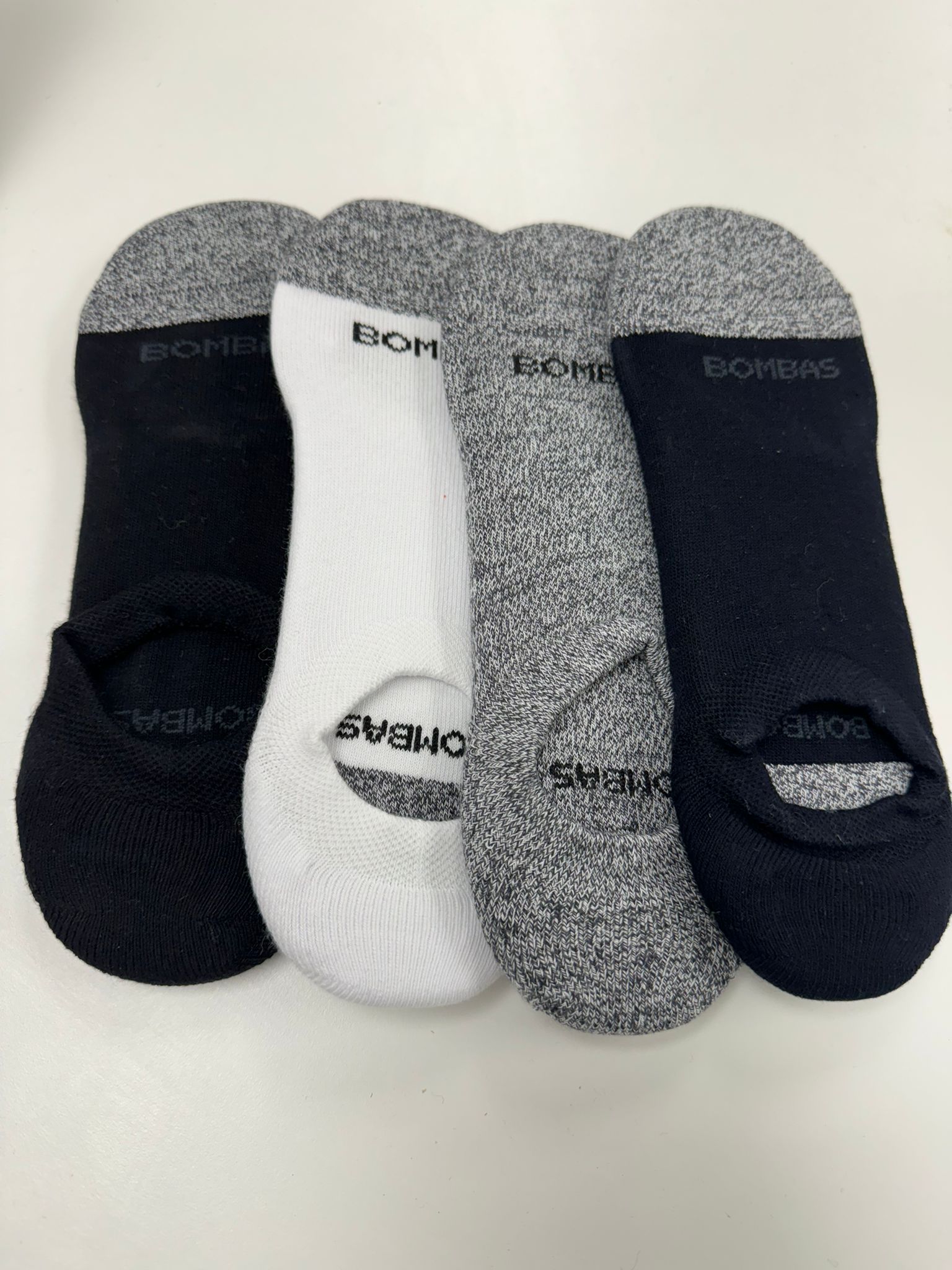 Bomba women`s Cushioned No Show Sock black,white, grey, blue 4-pack