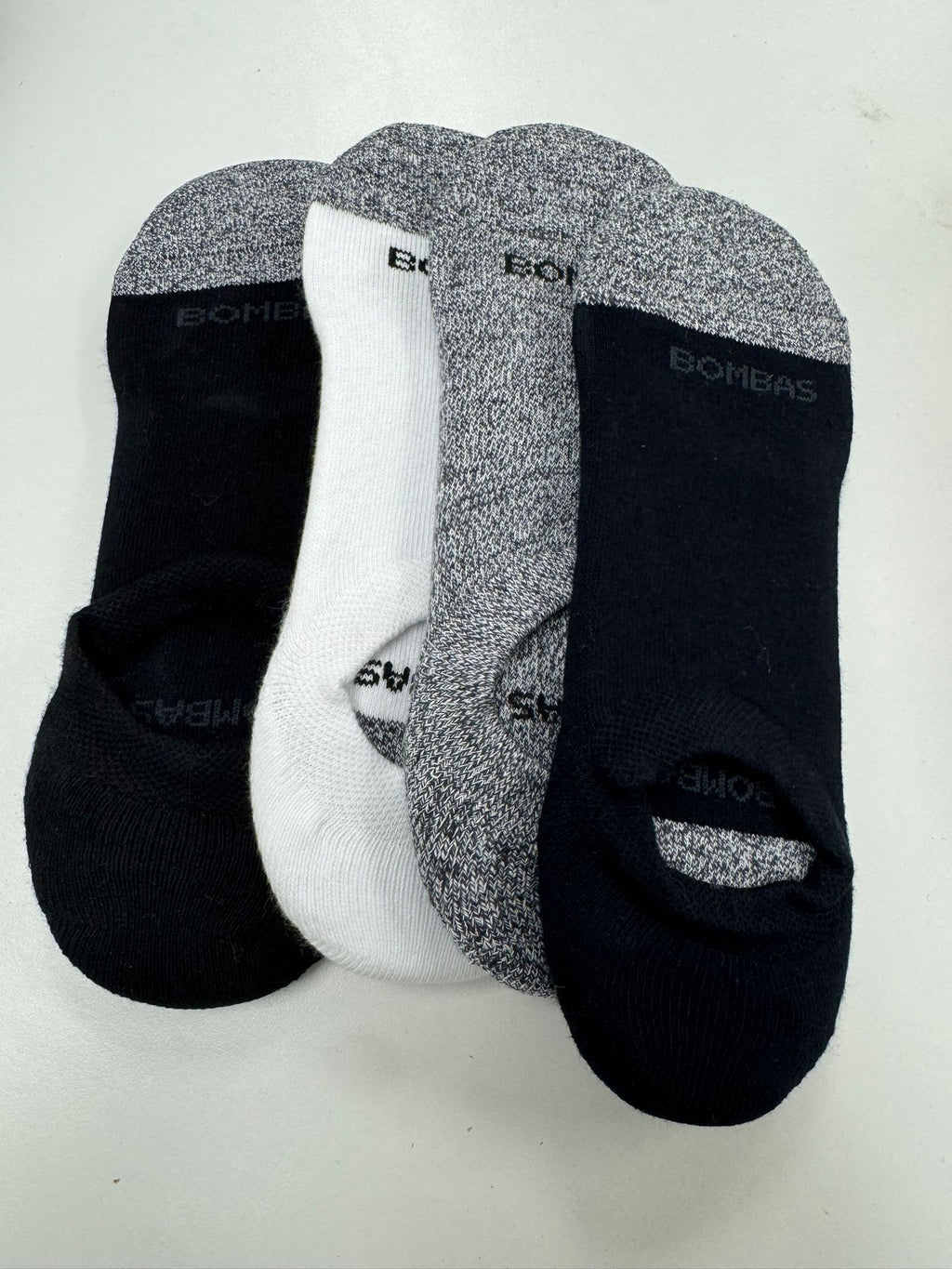 Bomba women`s Cushioned No Show Sock black,white, grey, blue 4-pack