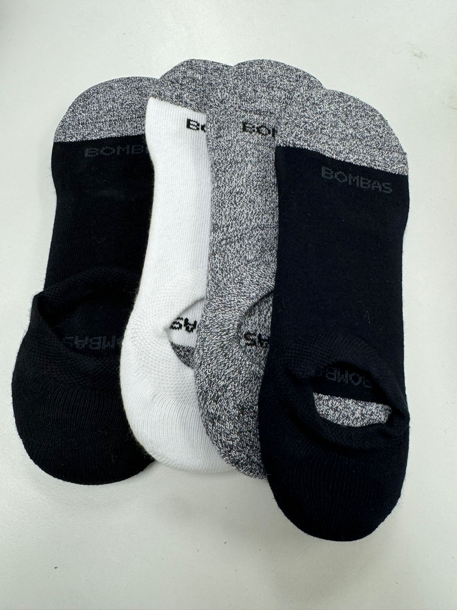 Bomba women`s Cushioned No Show Sock black,white, grey, blue 4-pack